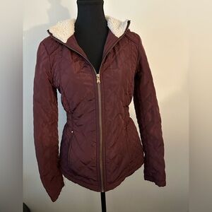 G by Guess Women's Burgundy Quilted Puffer Jacket SZ S
